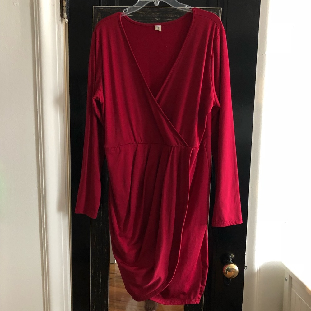 Long sleeved wrap front cocktail dress
